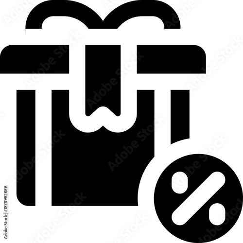 discount glyph icon. Strong and solid vector icon for websites, mobile interfaces, presentations, and visual branding. High quality and easy to edit.