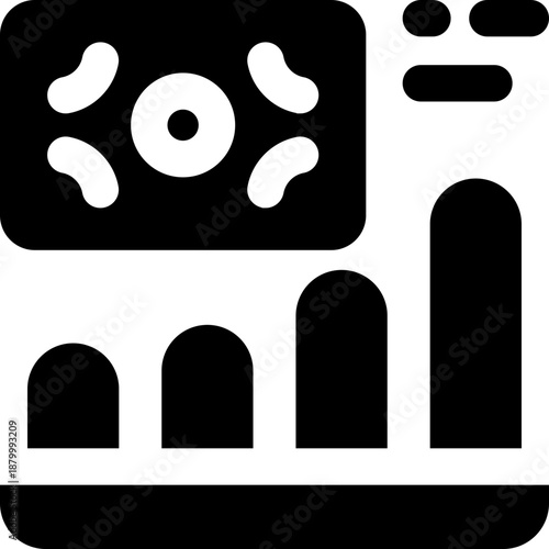 money growth glyph icon. Strong and solid vector icon for websites, mobile interfaces, presentations, and visual branding. High quality and easy to edit.