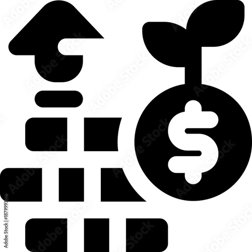 profitable glyph icon. Strong and solid vector icon for websites, mobile interfaces, presentations, and visual branding. High quality and easy to edit.