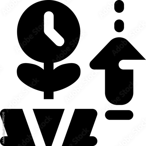growth time glyph icon. Strong and solid vector icon for websites, mobile interfaces, presentations, and visual branding. High quality and easy to edit.