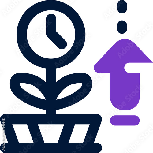 growth time duotone icon. Sleek and modern vector icon for websites, mobile apps, marketing materials, and corporate design. Fully scalable and ready to use.