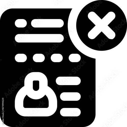 rejected glyph icon. Strong and solid vector icon for websites, mobile interfaces, presentations, and visual branding. High quality and easy to edit.