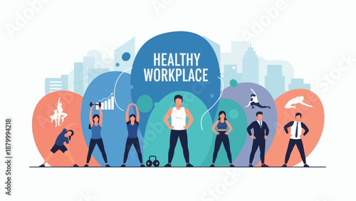 Healthy Workplace Fitness and Wellness Concept.