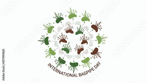 International Bagpipe Day Celebration Circular Design.