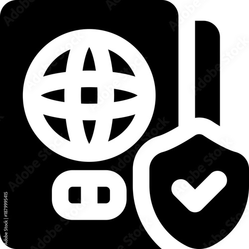 travel insurance glyph icon. Strong and solid vector icon for websites, mobile interfaces, presentations, and visual branding. High quality and easy to edit.