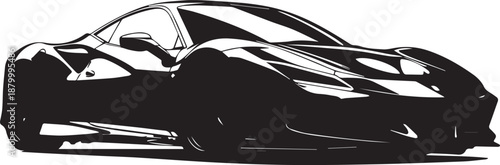Sleek Black and White Sports Car Vector Illustration