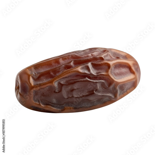 Single brown date fruit isolated on transparent background