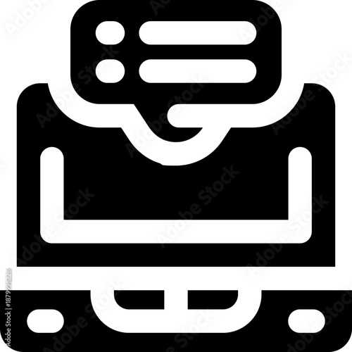 online interview glyph icon. Strong and solid vector icon for websites, mobile interfaces, presentations, and visual branding. High quality and easy to edit.