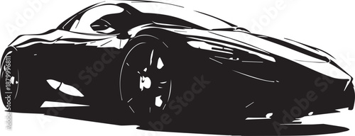 Sleek Black and White Sports Car Vector Illustration