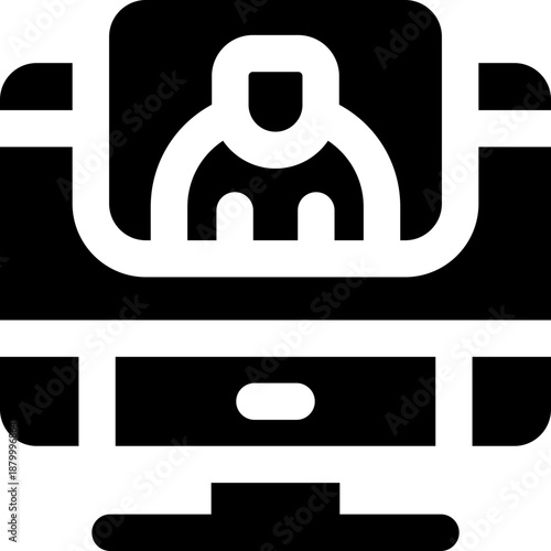 monitor glyph icon. Strong and solid vector icon for websites, mobile interfaces, presentations, and visual branding. High quality and easy to edit.