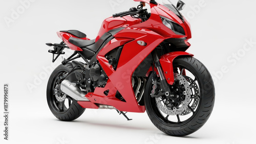 Red sport motorcycle on studio background