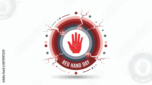 Red Hand Day Symbol Illustration.