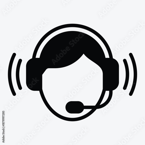 Solid assistant icon for virtual help, AI support, and digital guide.