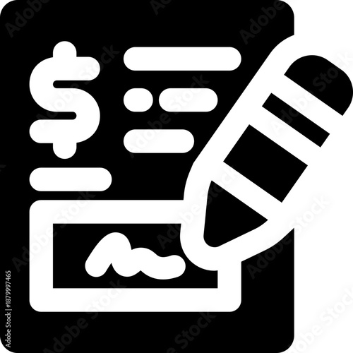 loan document glyph icon. Strong and solid vector icon for websites, mobile interfaces, presentations, and visual branding. High quality and easy to edit.