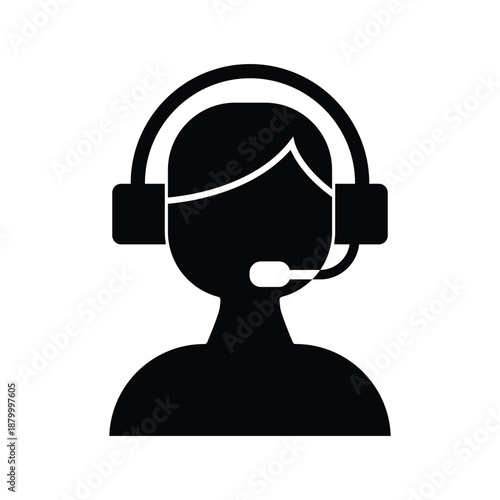 Call Service Solid Black Illustration Icon Vector for Support Design