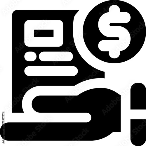 paying glyph icon. Strong and solid vector icon for websites, mobile interfaces, presentations, and visual branding. High quality and easy to edit.