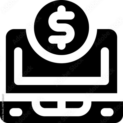 laptop glyph icon. Strong and solid vector icon for websites, mobile interfaces, presentations, and visual branding. High quality and easy to edit.