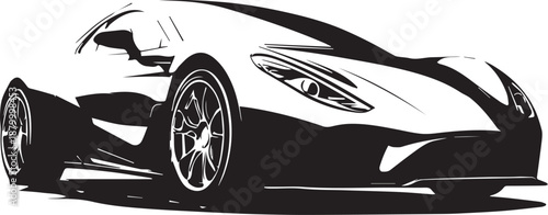 Sleek Black and White Sports Car Vector Illustration