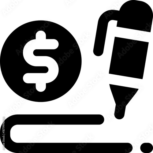 pen glyph icon. Strong and solid vector icon for websites, mobile interfaces, presentations, and visual branding. High quality and easy to edit.