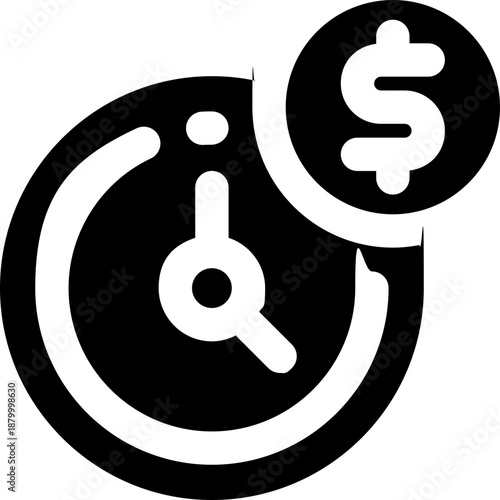 working time glyph icon. Strong and solid vector icon for websites, mobile interfaces, presentations, and visual branding. High quality and easy to edit.