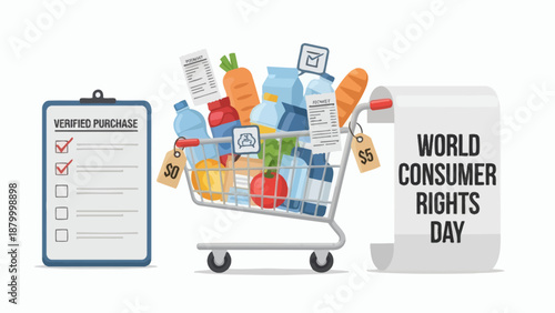World Consumer Rights Day Shopping Cart Checklist and Products.
