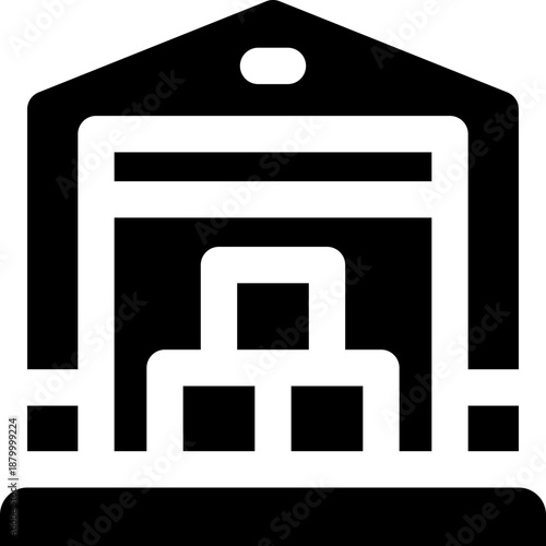 warehouse glyph icon. Strong and solid vector icon for websites, mobile interfaces, presentations, and visual branding. High quality and easy to edit.