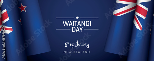 New Zealand Waitangi day vector banner, greeting card