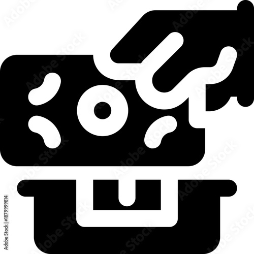 saving glyph icon. Strong and solid vector icon for websites, mobile interfaces, presentations, and visual branding. High quality and easy to edit.