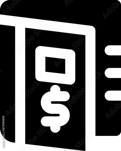 finance book glyph icon. Strong and solid vector icon for websites, mobile interfaces, presentations, and visual branding. High quality and easy to edit.