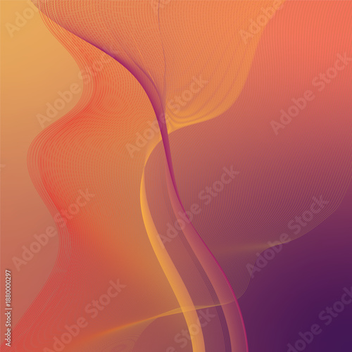 Dynamic abstract wave pattern with vibrant orange and purple gradient hues creating a digital art effect