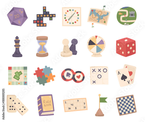 Board game set in scandinavian style featuring dice cards puzzles strategy elements classic tabletop entertainment chess maze tokens timer play