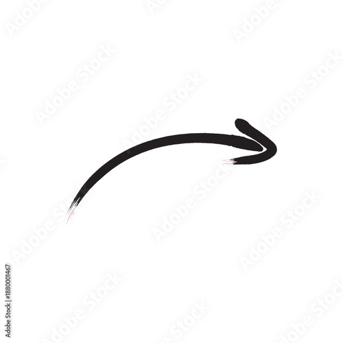 Abstract hand drawn curved arrow shape icon indicating direction forward motion