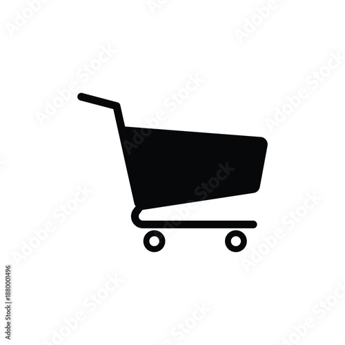 Shopping cart icon simple silhouette for e commerce online store purchases and retail