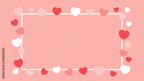 adorable valentines day frame with heart motifs in soft pink reds and whites