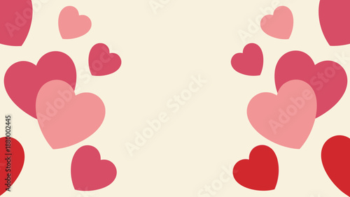 Amorous Heart Pattern Illustration with Various Rich Pink and Red Tones for