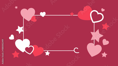 Colorful Heart Frame with Stars and Love Symbols for Romantic Design