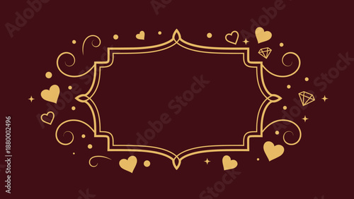 Elegant romantic decorative frame with hearts and diamonds for special occasion