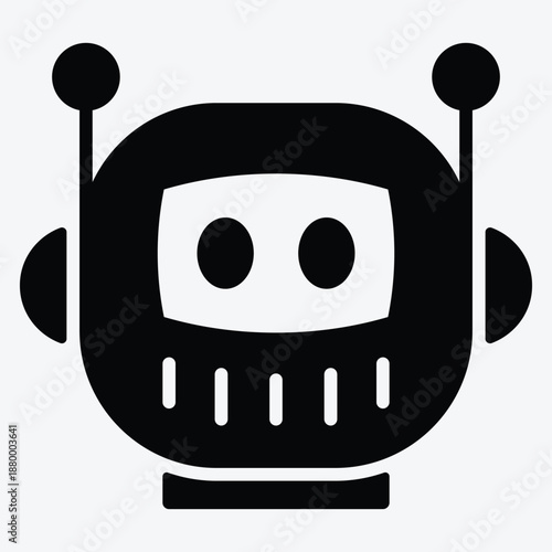 Solid robot icon for automation, artificial intelligence, and android.