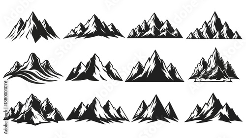 Collection of Mountain Illustrations in Various Shapes and Sizes
