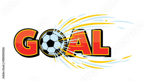 Vibrant Soccer Ball Integrated into the Word Goal.