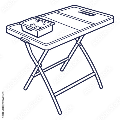 Folding camping table with built-in sink