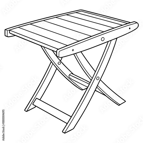 Folding wooden stool