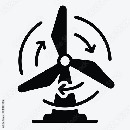 Solid wind turbine icon for renewable energy and sustainable power.