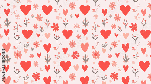 Vector template featuring a beautiful love pattern with a modern flat design style, incorporating simple shapes and bold lines