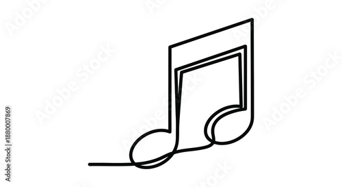 A minimalistic depiction of a single musical note rendered in a simple black line drawing style creating a striking silhouette