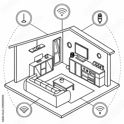 Modern smart home living room