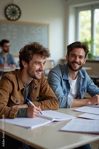 Students or businessman working together