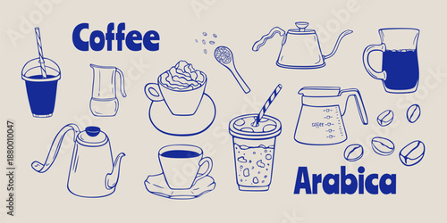 Set with coffee illustrations