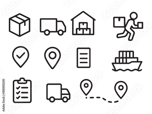 Logistics and Delivery Line Icons Set