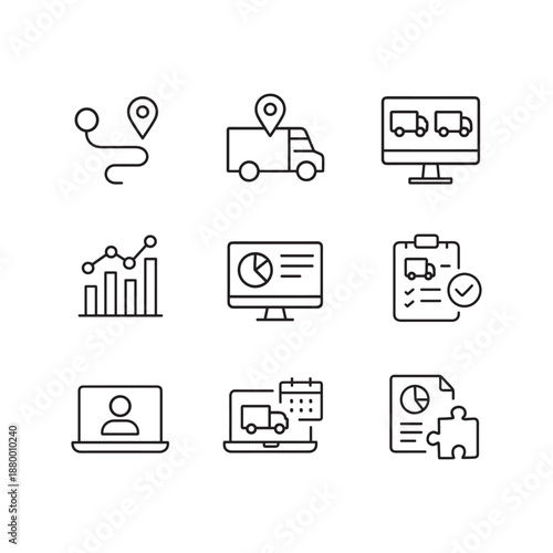 Package Delivery and Tracking Icons Set